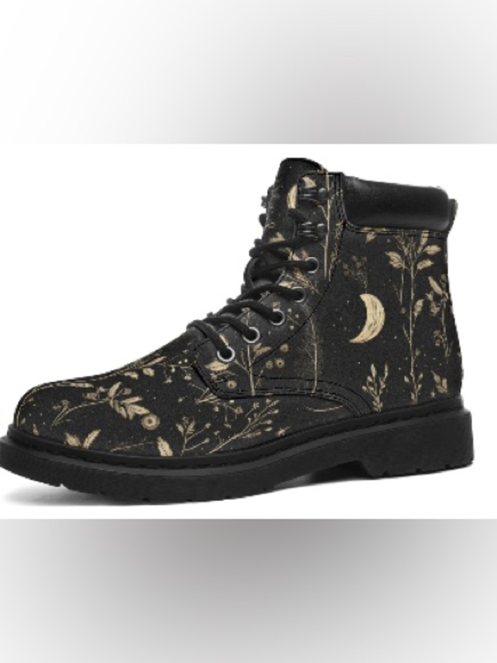 Rogue + Wolf Twilight Garden Classic Boots Black Floral Lace-Up Ankle Boots 9 - Picture 7 of 8